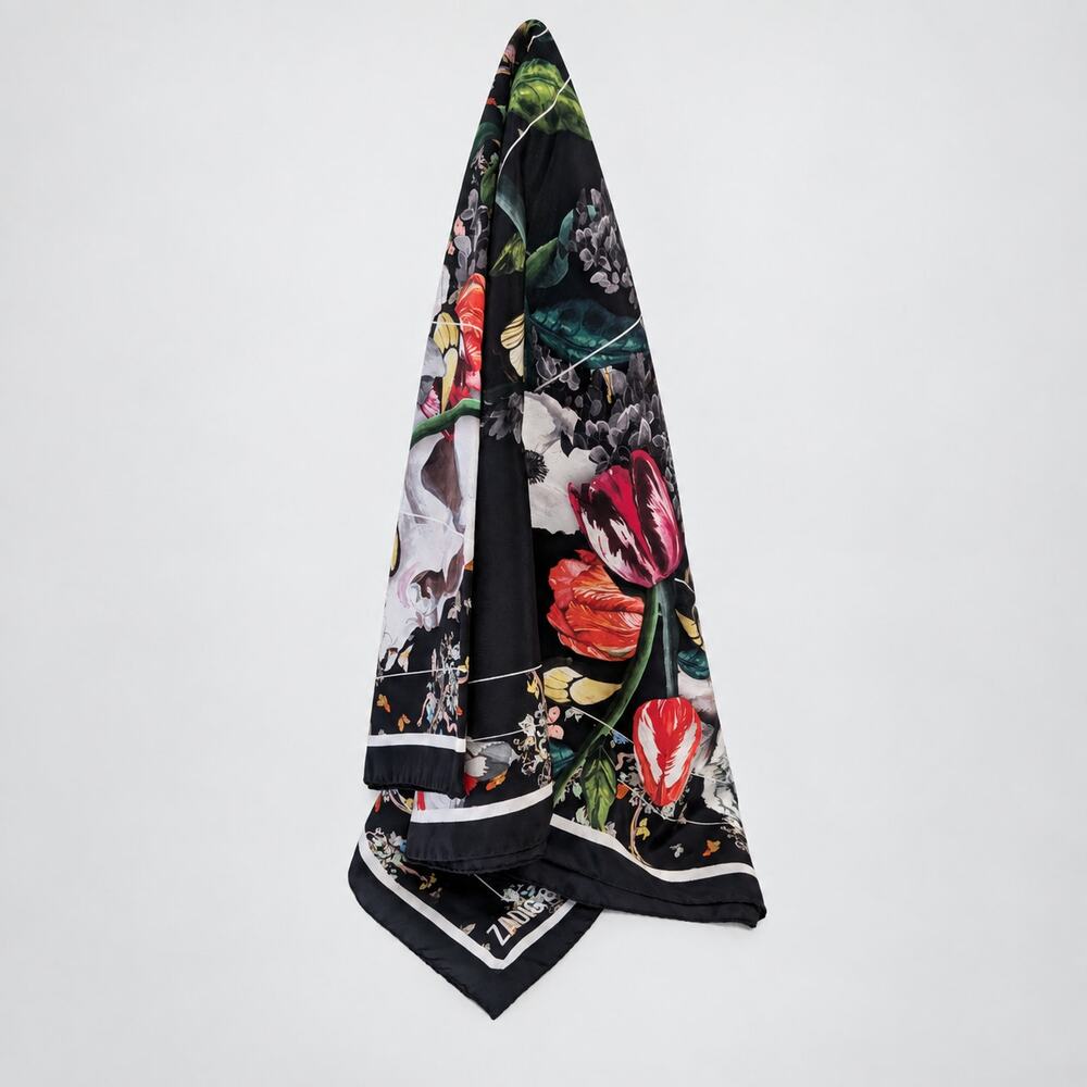 Zadig & Voltaire Floral Skull 100% Silk Scarf